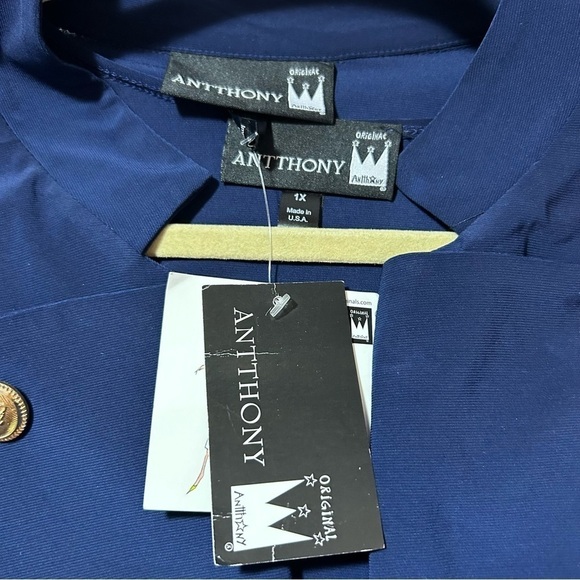 New ANTTHONY Gold Button Trim Military Jacket Women's Size 1X Navy Blue & Tank - Picture 5 of 7
